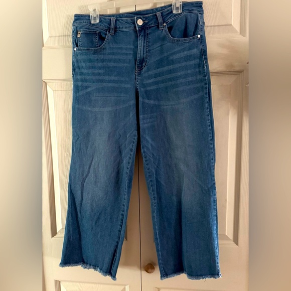 Belle by Kim Gravel Triple Luxe Wide Leg Ankle Length Jeans - Size 12 - Picture 1 of 8